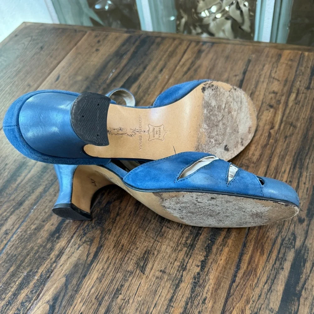 Remix Balboa Blue Retro 1930s Vintage Swing Dance Heels Sandals Pumps 7.5 - Picture 8 of 8